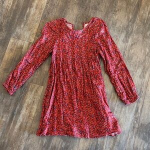 Cat & Jack Vibrant Red Floral Long Sleeve Dress